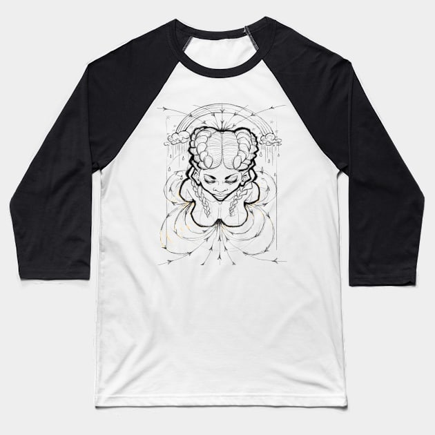 Inner Waves (Dark Lineart) Baseball T-Shirt by Keith Williams